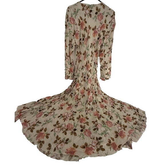 Zara Cream Floral Print Maxi Dress Women Size S Long Sleeve Romantic Flowy Boho - Picture 15 of 16
